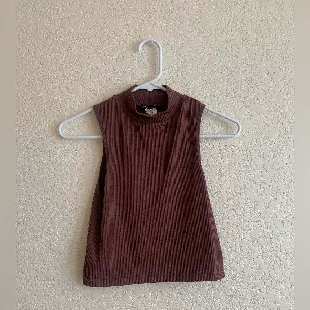 Purple stretchy high neck tank top